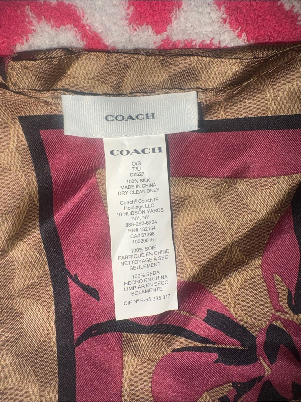 Coach Silk Bow Print Monogram Scarf/hankerchief - Picture 2 of 3